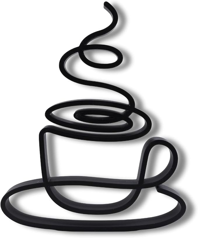 Coffee Sculpture – Minimalist Decorative Accent for Caffein Lovers & Modern Home Decor | Collectible Design (Abstract Coffee Cup Matte Black)