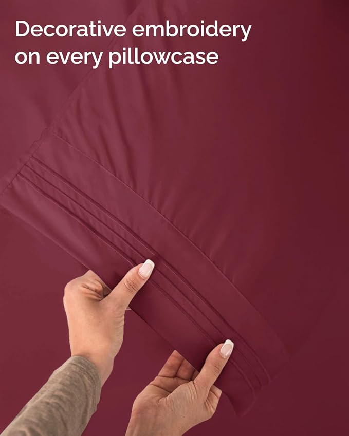 Twin Size 3 Piece Sheet Set - Comfy Breathable & Cooling Sheets - Hotel Luxury Bed Sheets for Women & Men - Deep Pockets, Easy-Fit, Extra Soft & Wrinkle Free Sheets - Burgundy Oeko-Tex Bed Sheet Set