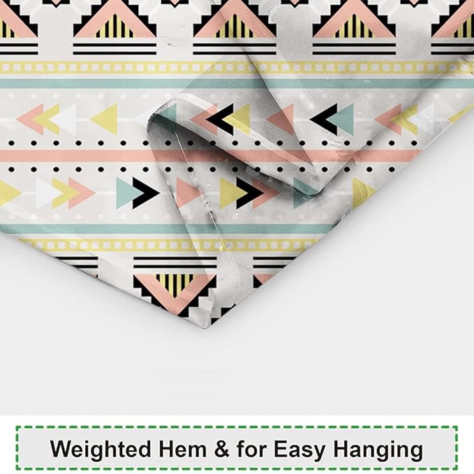 Mid Century Shower Curtain Boho Abstract Colorful Geometric Triangle Gear Lines Pattern for Modern Bathroom Decor Accessories Shower Curtain Set with 12 Hooks, 72x84 Inches