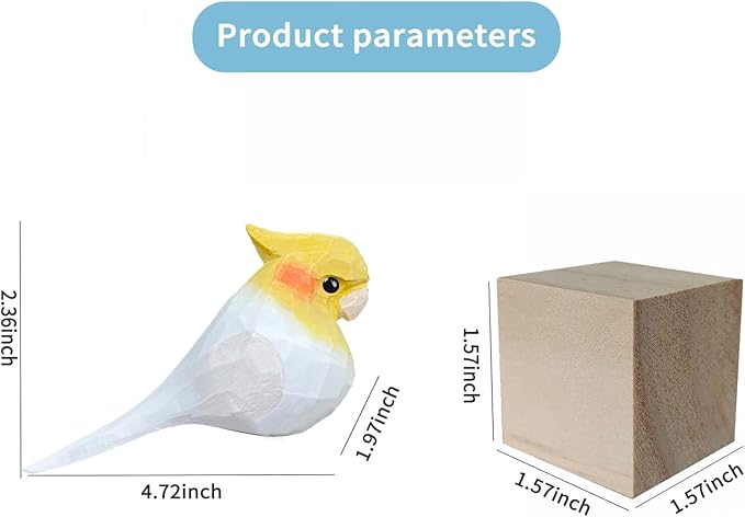 Bird Figurines Hand Carved Painted Wooden Statues for Home Decor, Gift for Bird Lovers,Housewarming, Birthday, Christmas, Anniversaries (NO.05-White Parrot)
