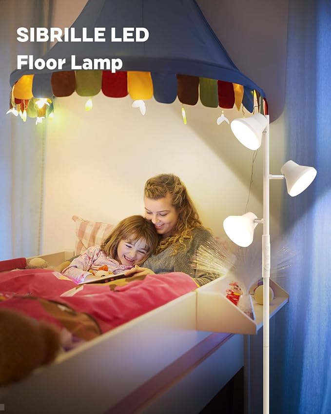 SIBRILLE LED Floor Lamp, 36W Modern Floor Lamp with Remote & Touch Control, 4 Color Temperatures, Standing Lamp with 3 Rotatable Lights, Floor Lamps for Living Room, Bedroom, Office