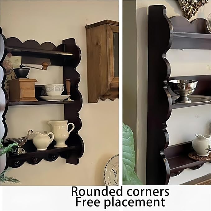 3 Tier Wood Wall Shelf, Vintage Floating Shelves, Hanging Storage Cabinet, Hanging Display Shelf for Living Room and Bedroom