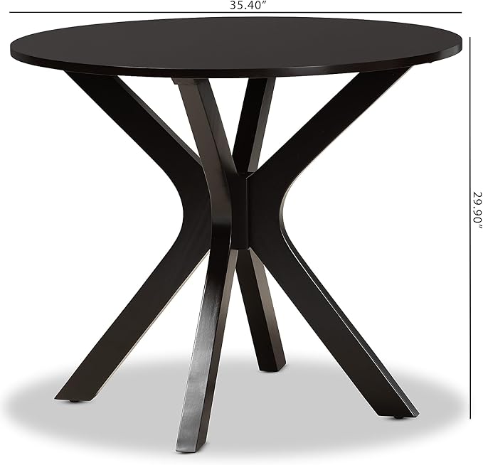 Baxton Studio Kenji Modern and Contemporary Dark Brown Finished 35-Inch-Wide Round Wood Dining Table