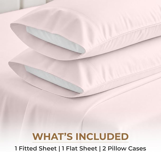 SGI bedding RV Short Queen Sheet Set 60x75, 600 TC Egyptian Cotton, 4 Piece Luxury Hotel Collection, Ultra Soft & Breathable, Fits RV Mattress Camper & Trailer, 15 Inch Pocket, Blush