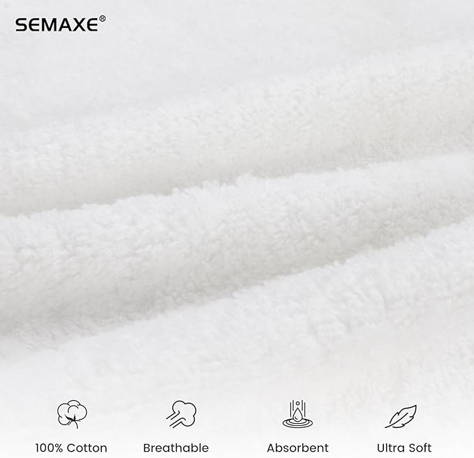 SEMAXE 12 Pack Hand Towels for Bathroom, 100% Cotton Towels with Hanging Loops, Soft and Highly Absorbent, Hand Towel Set for Gym, Shower, Hotel, Spa and Kitchen, White