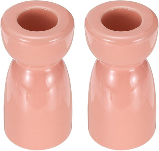 uxcell 2 Pack Candlestick Holder Bright Pink Ceramic Taper Candle Holder Candle Stand Holders Modern Style Decoration for Centerpiece Tabletops Anniversary