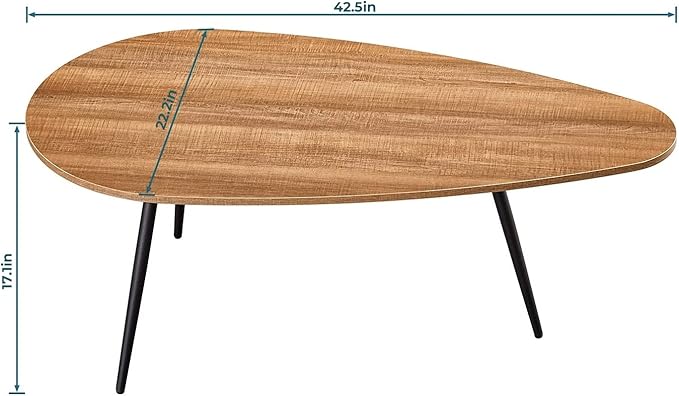 SAYGOER Mid Century Modern Coffee Table for Living Room Rustic Oval Coffee Table Small Retro Accent Sofa Center Table for Living Room,22.2" D x 42.5" W x 17.1" H, Walnut Oak | Mid Century Modern, for Living Room, Small, Rustic, Retro, Accent