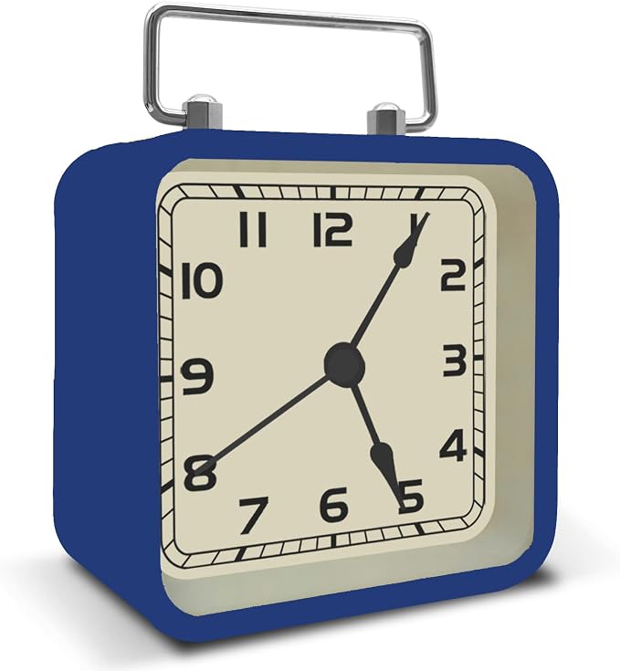 Rohome Small Alarm Clock, Retro Silent Quartz Movement with Night Light, Decorative Vintage Non Ticking Clock for Living Room, Office, Desk, Bedroom, Bedside, Hotel, Shelf, Nightstand (Blue)
