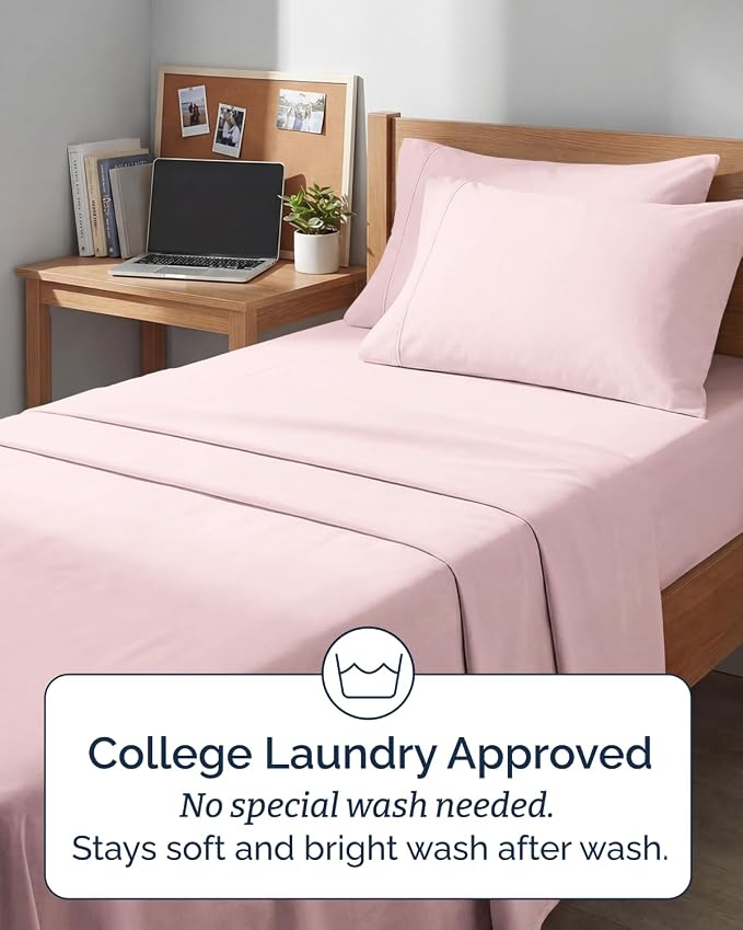 Extra Deep Twin XL Sheet Set - 4 Piece College Dorm Bed Sheets Set with Extra Deep Pockets - Ultra-Soft, Comfy & Breathable Bedding for Women, Men, Kids & Teens - Wrinkle & Fade Free - Lavender Pink