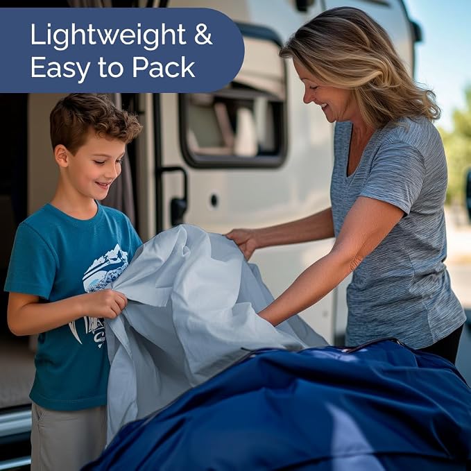 Short Queen Size 4 Piece Sheet Set - RV Short Queen, Ultra-Soft, Breathable & Cooling Bed Sheets Set with Deep Pockets - Hotel Luxury Bedding for Women & Men - Wrinkle Free & Fade Resistant - Sky Blue