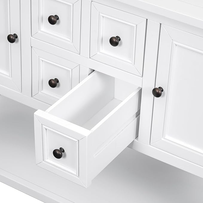 Merax Sideboard Buffet Cabinet with Storage, Rustic Storage Cabinet Console Table, White