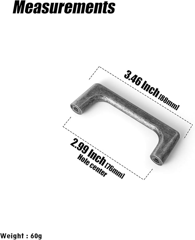 Goo-Ki Weathered Nickel Cabinet Pullls with 3 ''（76mm Hole Centers- Retro Style Zinc Alloy Cabinet Handles for Dresser,Wardrobe,Cupboard-6 Pack