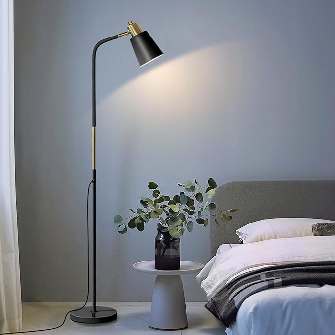Floor Lamp, 3-Color TemperatureFloor Lamps for Living Rooms & Bedrooms, Farmhouse Reading Lamp - Standing, Adjustable Metal Heads Indoor Task Lighting for Living Room Bedroom Office (3-Color Black)