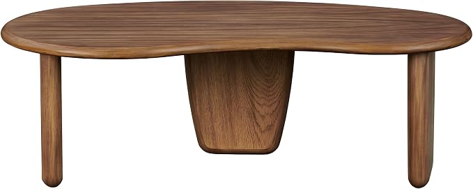 Modway Vetra Kidney-Shaped Free Coffee Table in Walnut Wood Grain – Funky Mid-Century Modern Cloud Center Table for Living Room