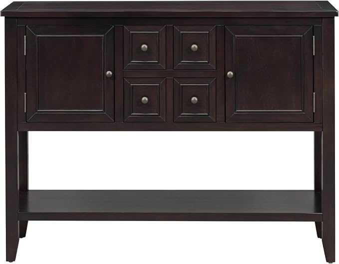 Merax Farmhouse Console Table with Storage Drawers and Shelf for Entryway Living Room Dining Room, Wood Narrow Sofa Table Kitchen Sideboard Cabinet with Door