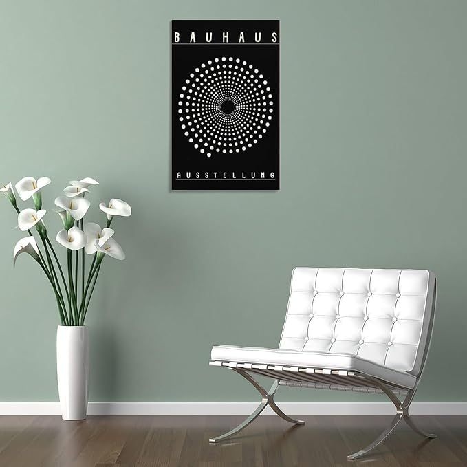 Bauhaus Print Poster,black And White Poster,Abstract Art,Minimalist,Stylish Mid Century Art Canvas Wall Art Print Poster For Home School Office Decor Frame-style 12x18inch(30x45cm)