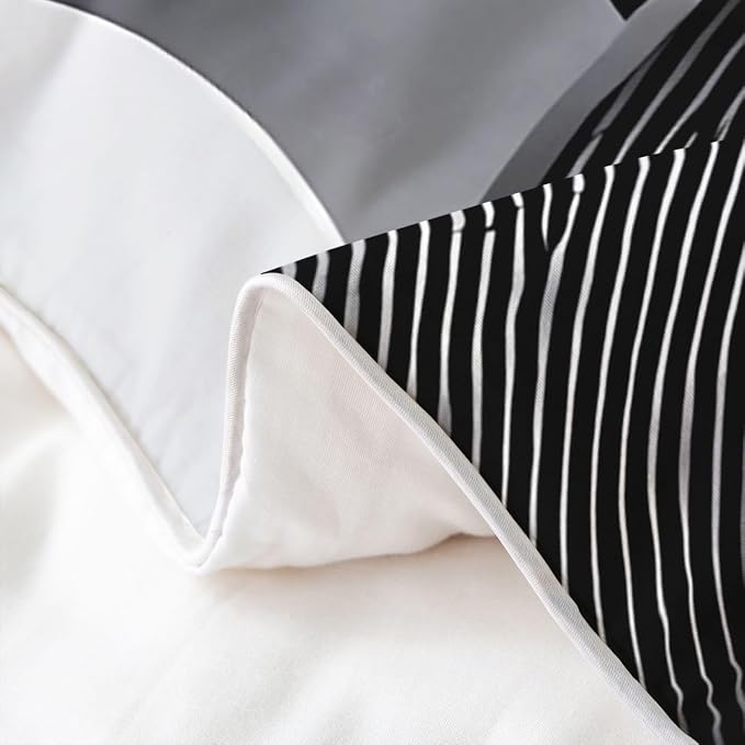 Erosebridal Gray Black White Spiral Bedding Set Twin Swirls Stripes Geometric 100% Cotton Duvet Cover Minimalists Boho Comforter Cover for Kids Teens Adults Graffiti Art Lines Bed Set 2 Pcs