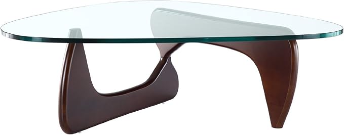 EMODERN FURNITURE eMod - Noguchi Triangle Coffee Table Glass Top (Dark Walnut)