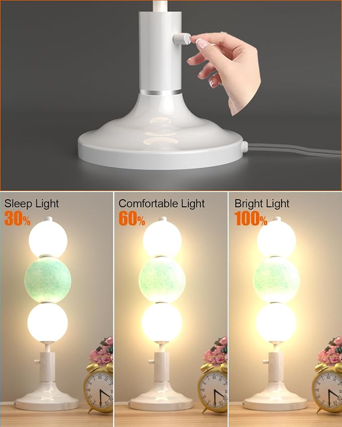 Lightdot Globe Table Lamp for Bedroom, Mid Century Modern Desk Lamp Dimmable 3000K Warmwhite Bedside Nightstands Lamp for Living Room/Home Office/Study Room