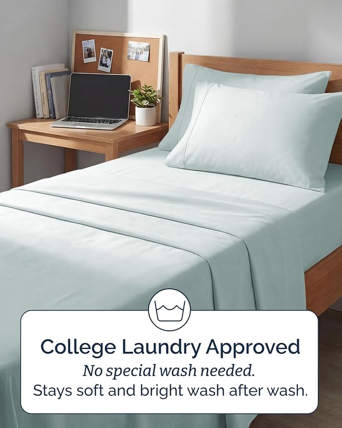 Extra Deep Twin XL Sheet Set - 4 Piece College Dorm Bed Sheets Set with Extra Deep Pockets - Ultra-Soft, Comfy & Breathable Bedding for Women, Men, Kids & Teens - Wrinkle & Fade Resistant - Ice Blue