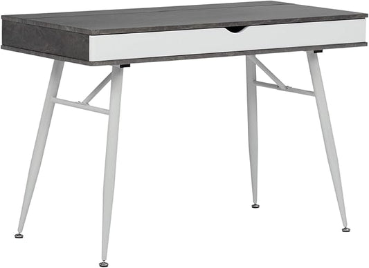 Calico Designs 51252 Alcove Modern Large Split Drawer in White/Cement Gray Desk with Storage