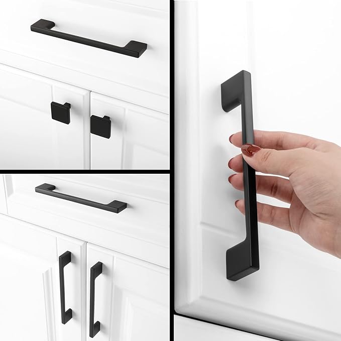 KOOFIZO 20 Pack 5 Inch Matte Black Kitchen Cabinet Pulls Black Cabinet Handles Black Cabinet Hardware for Kitchen Cabinets Drawer P01 Dresser Cupboard Bedroom Bathroom