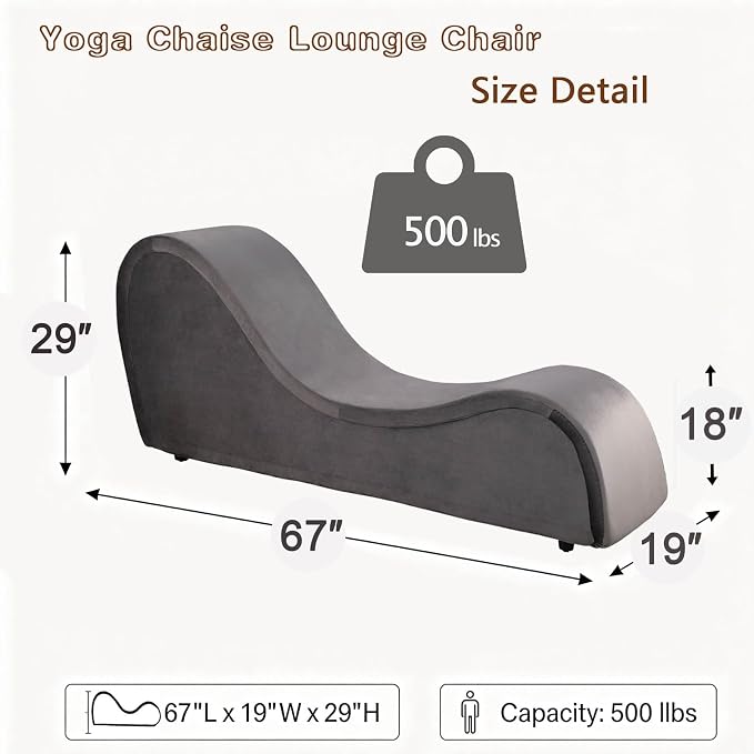 Grey Ergonomic Curved Chaise Lounge Chair for Relaxing, Sofa Bench with Heavy-Duty Metal Frame & Removable Velvet Cover