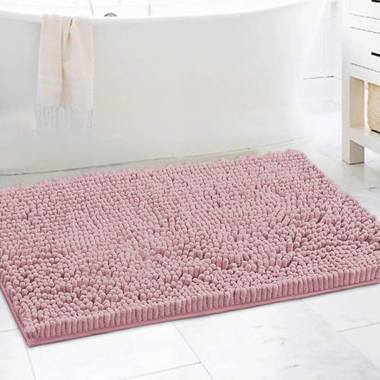 H.VERSAILTEX Bathroom Rugs Bath Mat Bath Rugs Bath Mats for Bathroom Non Slip Extra Soft Chenille Bath Rug Fulffy Shag, Indoor Rug Carpet for Entry Living Room (Coral Pink, Extra Large 24" x 36")