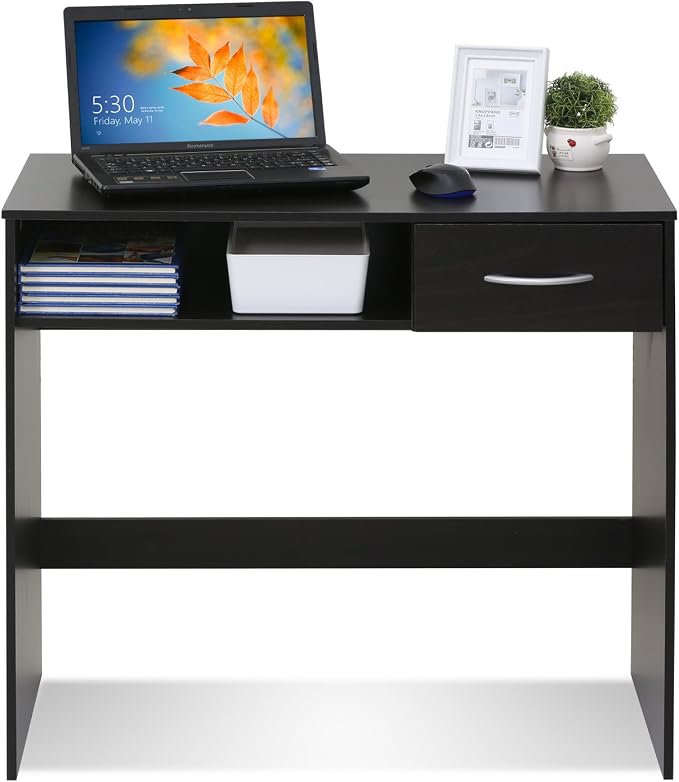 FURINNO JAYA Computer Study Desk with Drawer, Brown