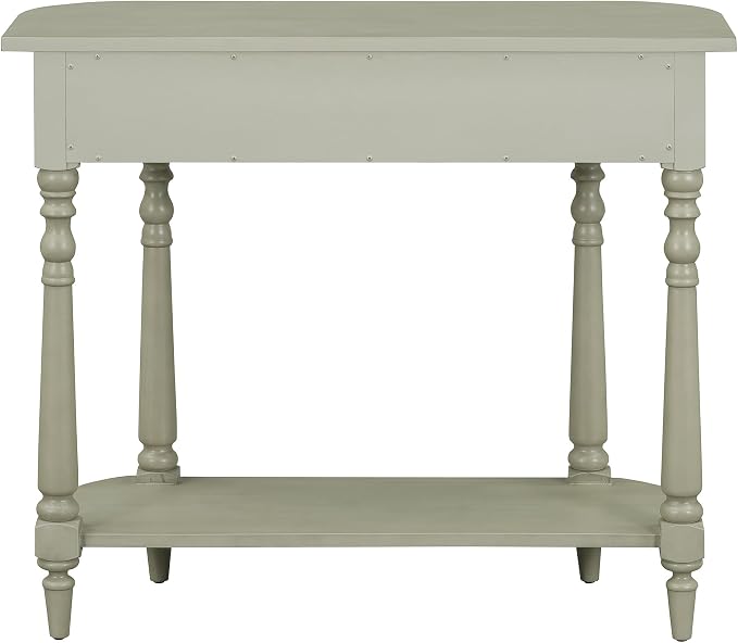 SOFTSEA Curved Console Table with Drawer and Bottom Shelf, Rustic 36 inch Entryway Table for Living Room Hallway, Save Space, Gray