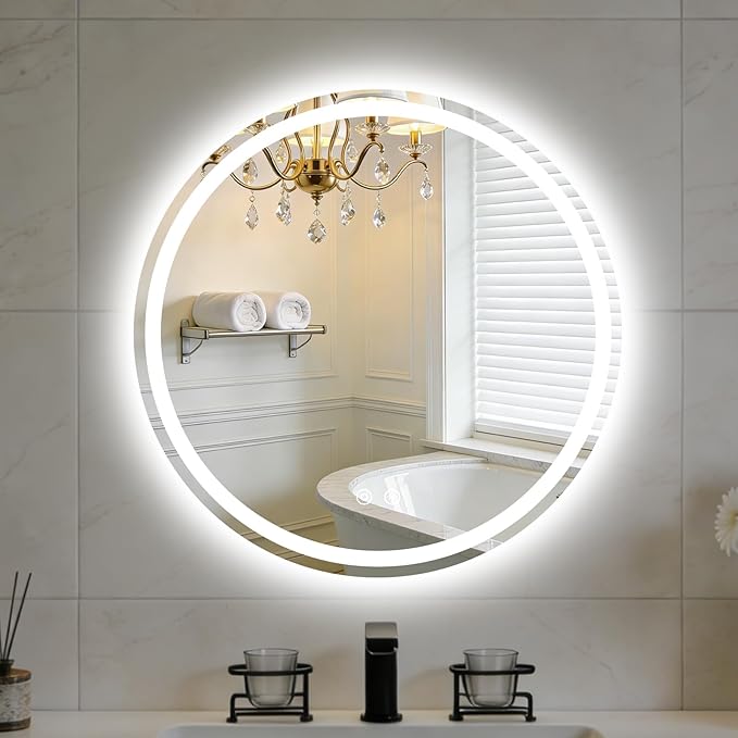 NEWBULIG Wall Mirror, Bathroom Mirror for Over Sink, Matte Metal Framed Vanity Mirror, Wall Decor for Bedroom, Tempered Glass