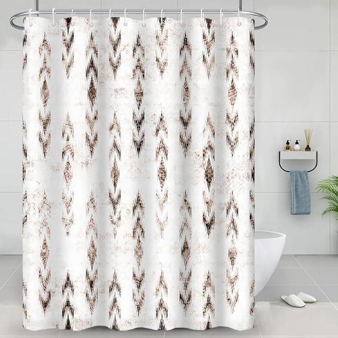 Abstract Shower Curtain Grunge Rustic Black Brown Blurry Arrow Pattern Shower Curtains for Modern Farmhouse Bathroom Waterproof Fabric Decor Set with Hooks, 60W x 72H Inch
