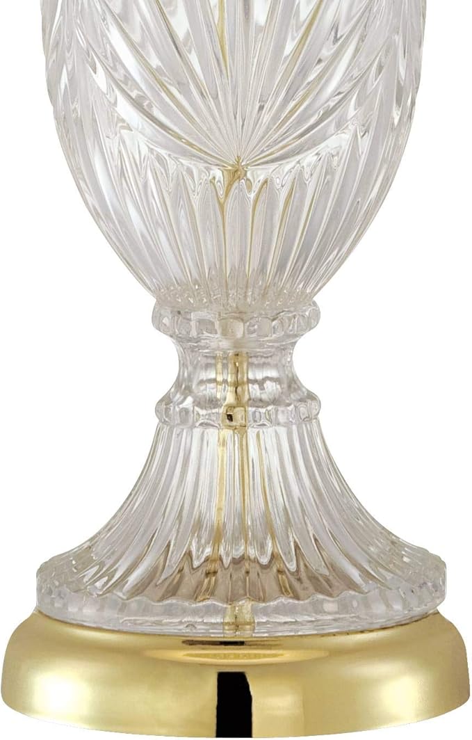 Regency Hill Traditional Style 3-Way Table Lamp with Table Top Dimmer 26.5" High Cut Glass Urn Brass Metal Cream Fabric Empire Shade Decor for Living Room Bedroom House Bedside Nightstand Home