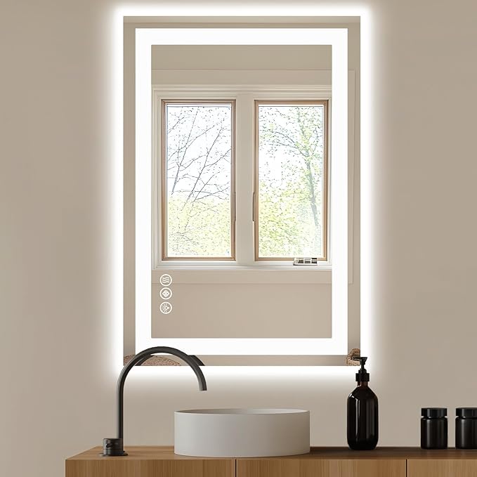 NEWBULIG Wall Mirror, Bathroom Mirror for Over Sink, Matte Metal Framed Vanity Mirror, Wall Decor for Bedroom, Tempered Glass