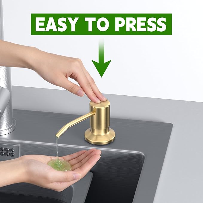 Kitchen Sink Soap Dispenser, Built in SoapDispenser, 47" Extension Tube kit, Counter Lotion Dispenser Pump, No Need More Refills (Gold)
