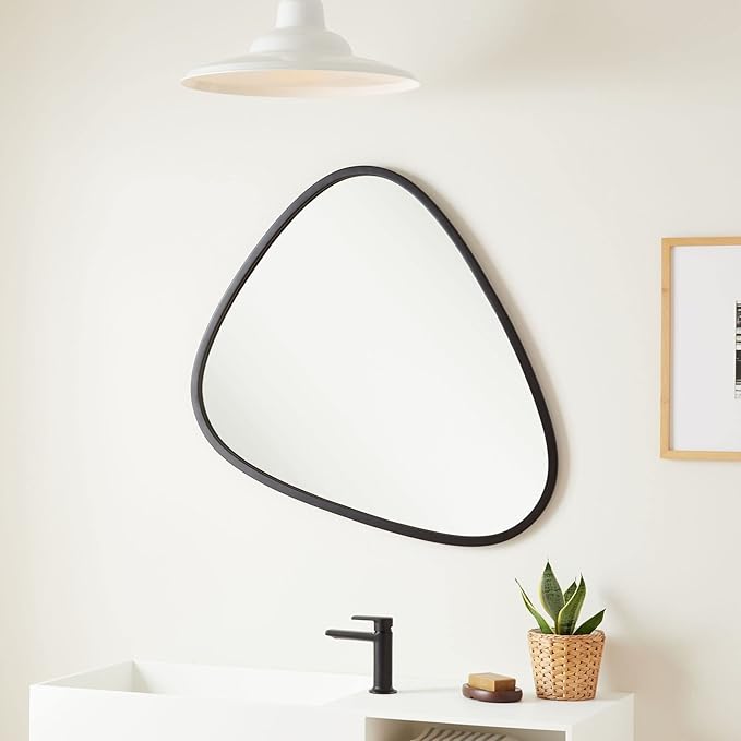 Signature Hardware 484226 Platt 30-3/4" x 33-1/4" Asymmetrical Framed Bathroom Mirror - Matte Black