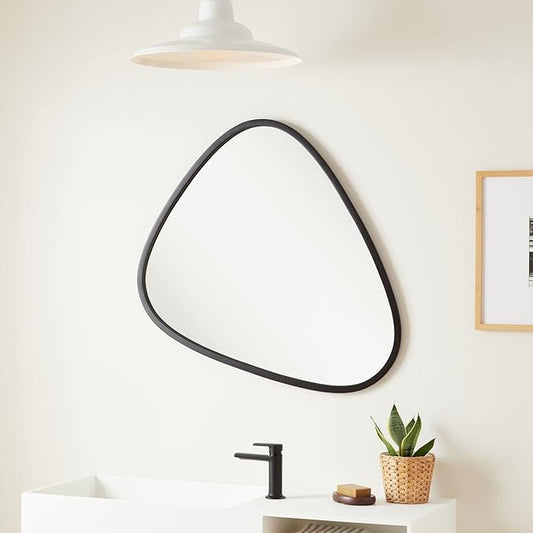 Signature Hardware 484226 Platt 30-3/4" x 33-1/4" Asymmetrical Framed Bathroom Mirror - Matte Black