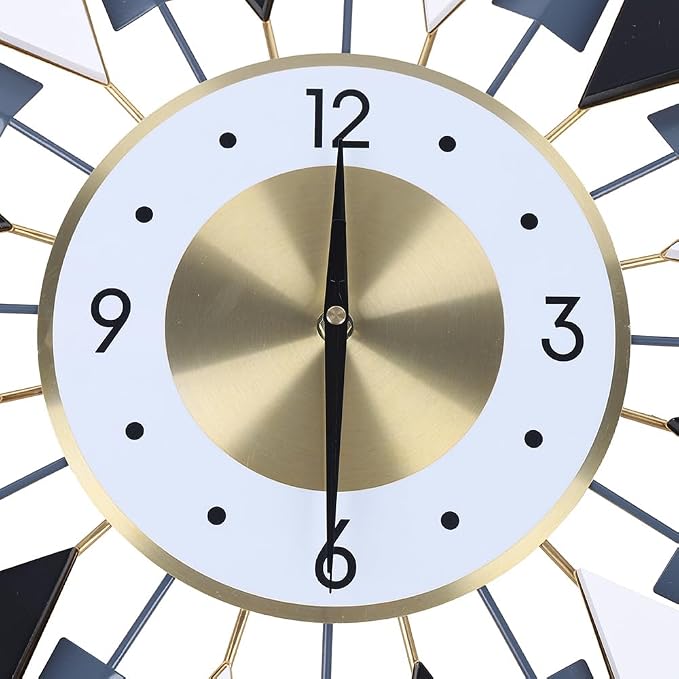 23.6 Inch Modern Large Decorative Wall Clock Silent Non Ticking, Battery Operated Sun Wall Clock, Retro Star VWall Clock Mid Century Home Decor