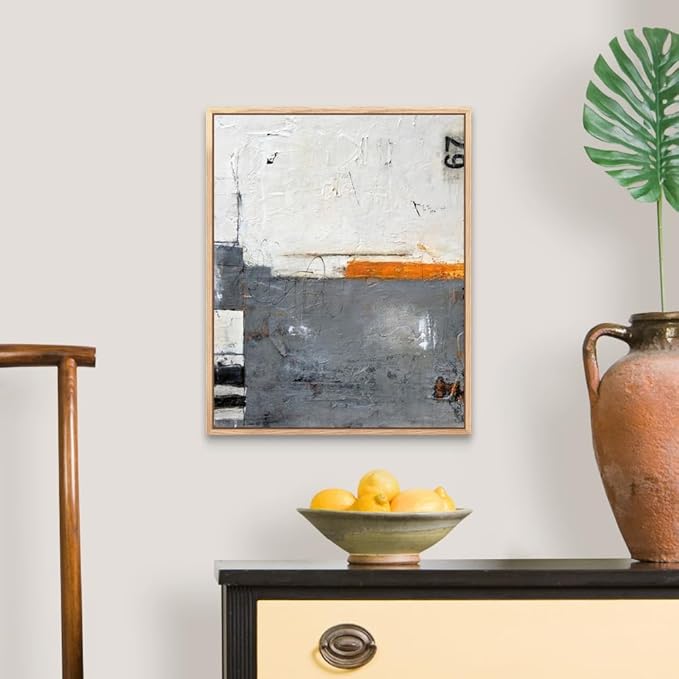 CANVAS ON DEMAND Toss Up Black Float Framed Canvas Wall Art Print by Erin Ashley, Abstract, Contemporary, Home Decor, Modern Abstract, Artwork,16" x20in
