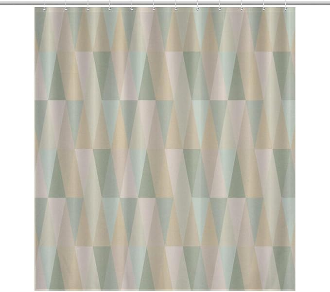 Mid Century Triangle Pattern Shower Curtains, Vintage Bohemian Modern Mid-Century Washable Waterproof Fabric for Bathroom Decor Bathtub with 12 Hooks 66x72in（168x183cm）