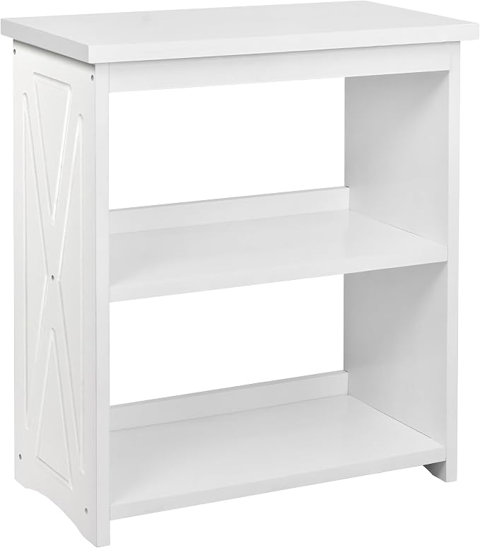 Natural Wood Bookshelf, 3 Tier Bookcase, Freestanding Display Storage Shelves Open Bookshelf for Bedroom, Living Room and Office (Brown, Open Table) (White, Table Open)