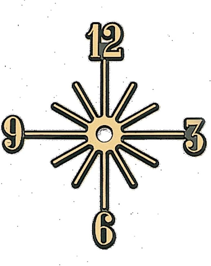 4" Sunburst Plastic Wall Clock, Gold & Black, Arabic Numbers