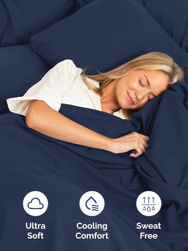 Extra Deep Full Sheet Set - 6 Piece Breathable and Cooling Sheets - Hotel Luxury Bedding for Women, Men, Kids & Teens - Easy Secure Fit - Soft, Wrinkle Free and Comfy - Extra Deep Pockets - Navy Blue