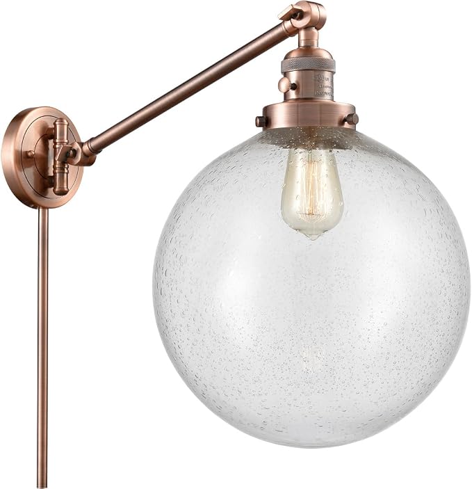 Innovations Lighting 237-AC-G204-12 Franklin Restoration One Light Swing Arm Lamp Lamp Copper/Antique/Verde