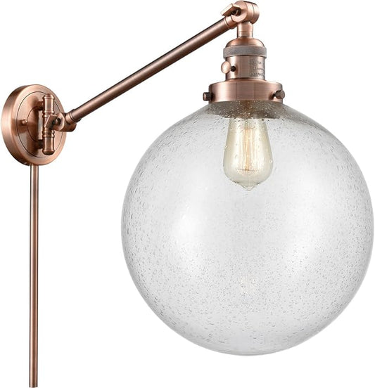 Innovations Lighting 237-AC-G204-12 Franklin Restoration One Light Swing Arm Lamp Lamp Copper/Antique/Verde