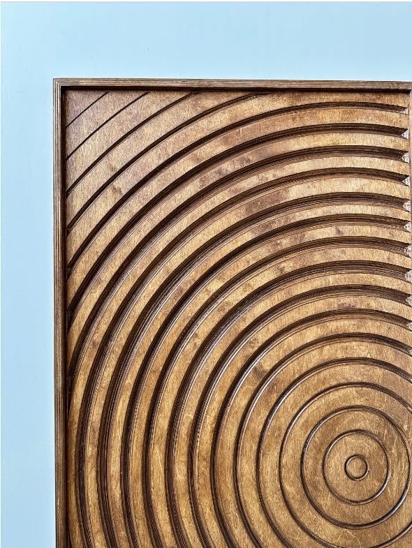 Geometric Wooden Wall Art, Set of 2 Carved Pieces, Home Decor