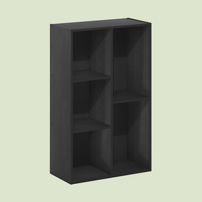Hagen 5 Cube Organizer Bookcase, Bookshelf, Cube Storage, Toolless Assembly, for Living Room, Home Office, Black Oak