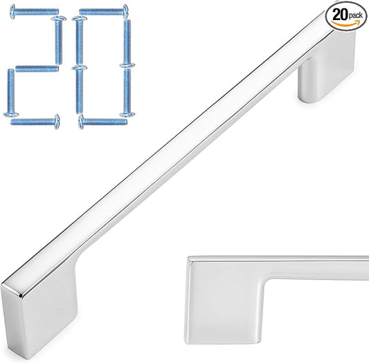 KOOFIZO 20 Pack 5 Inch Polished Chrome Kitchen Cabinet Pulls Chrome Cabinet Handles Chrome Cabinet Hardware for Kitchen Cabinets Drawer P01 Dresser Cupboard Bedroom Bathroom