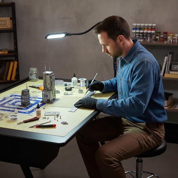 Martelli LED Table Light, Adjustable Gooseneck Clamp Lamp, Brightness Control for Sewing and Quilting (Black)