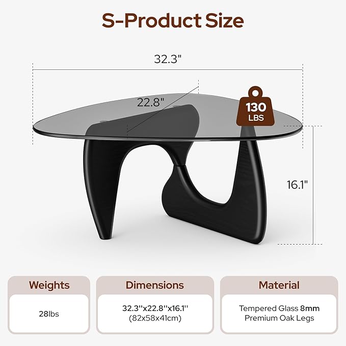 Modern Triangle Glass Coffee Table, Mid Century Coffee Table for Living Room Bedroom Reception Office Tables